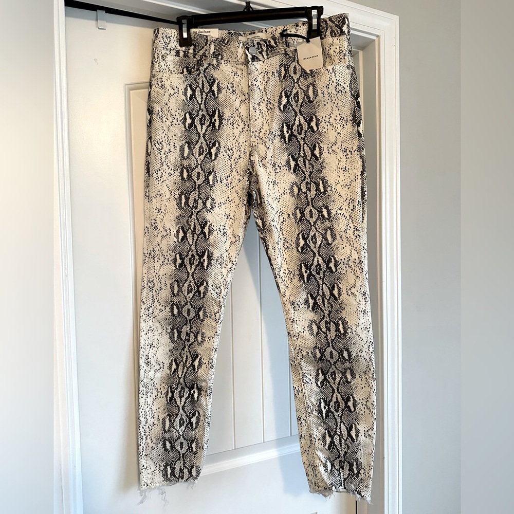 NWT Zara Woman 12 The High Waist‎ Slim Fit Skinny Leg Snake Print Jeans Pants